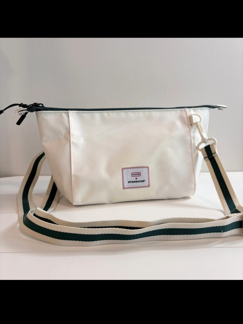 Starbucks Cream Crossbody Bag with Green Stripe Strap - Picture 2 of 7